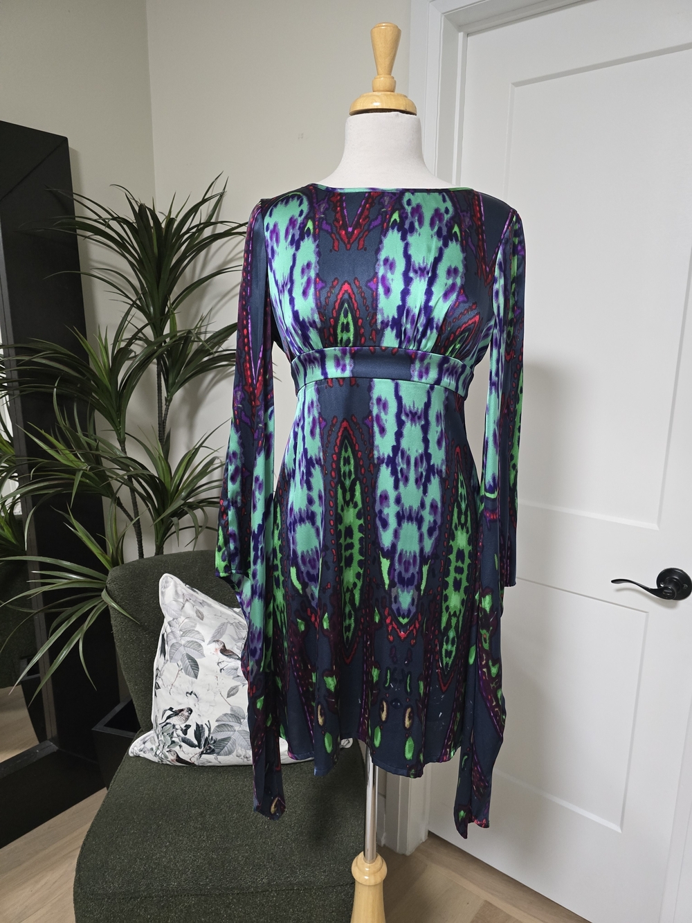 Marciano Teal, Navy & Green Abstract Mini Dress